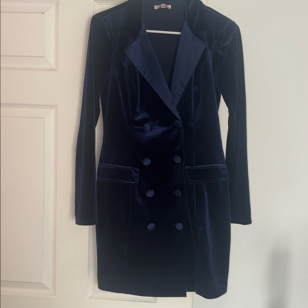 Tuxedo-Style Velvet Dress
